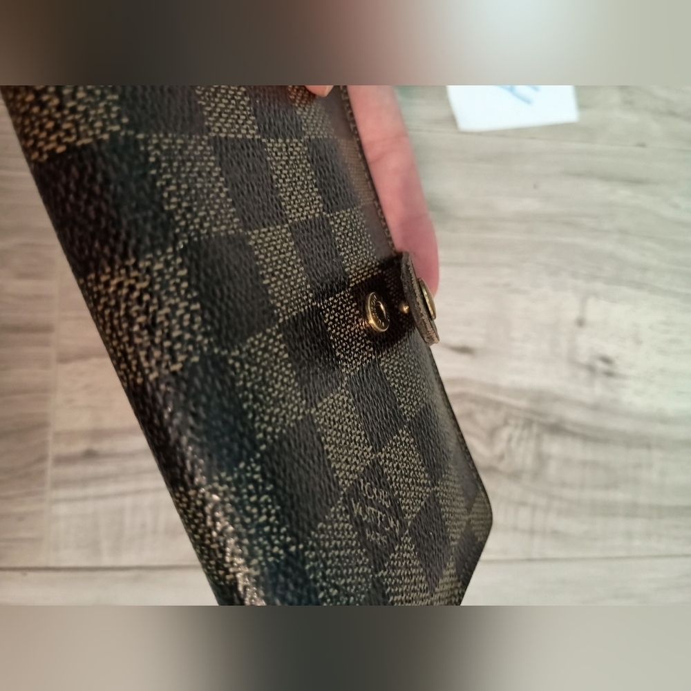 Auth Louis Vuitton LV Damier Vienois Wallet w/ Gold Fittings Canvas Brown - Picture 8 of 16